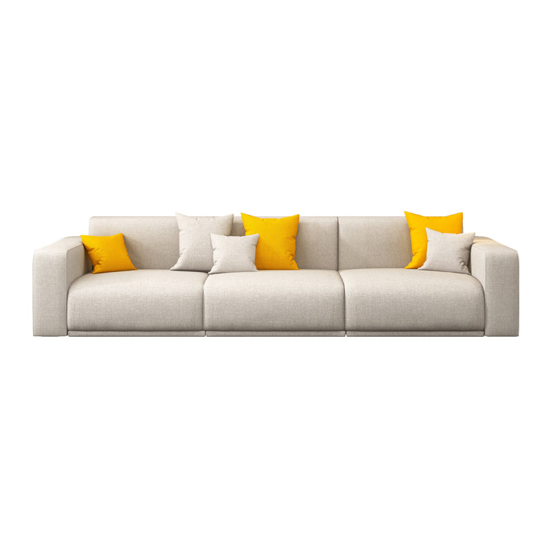 Stationary Slipcovered Cotton Living Room Square Arm Loose Back Sofa