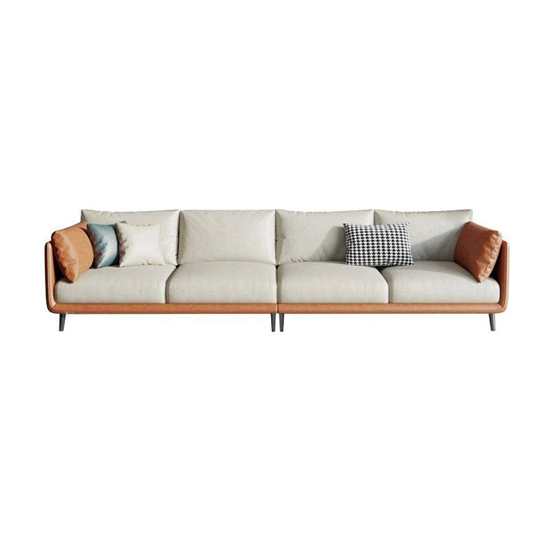 Mid-Century Modern Faux Leather Sofa 34.6"H Scratch-Resistant Couch