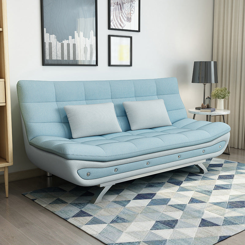 Linen Contemporary Sleeper with 2 Pillows Back for Apartment