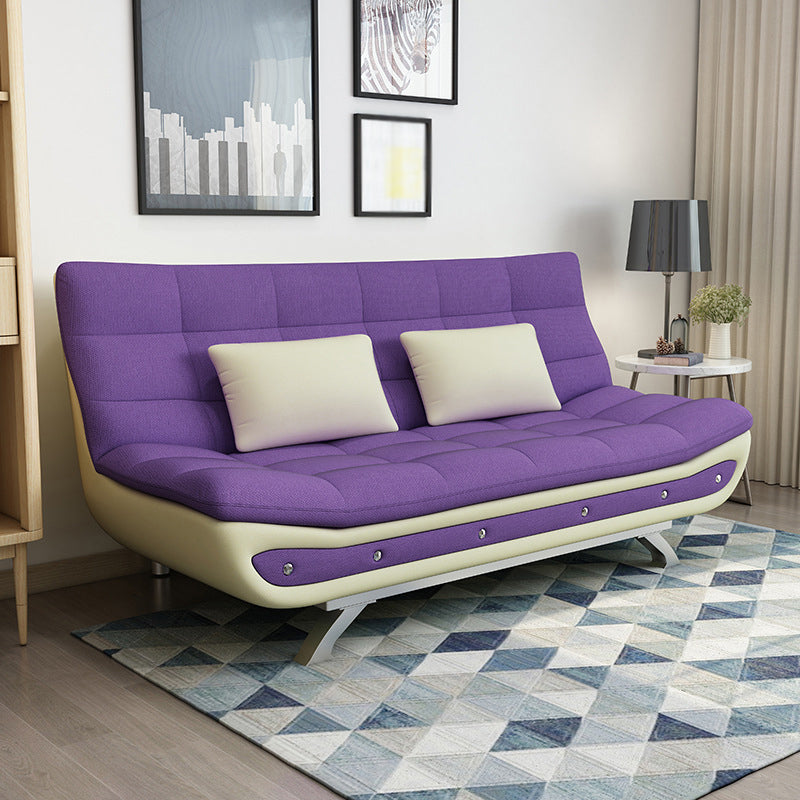 Linen Contemporary Sleeper with 2 Pillows Back for Apartment