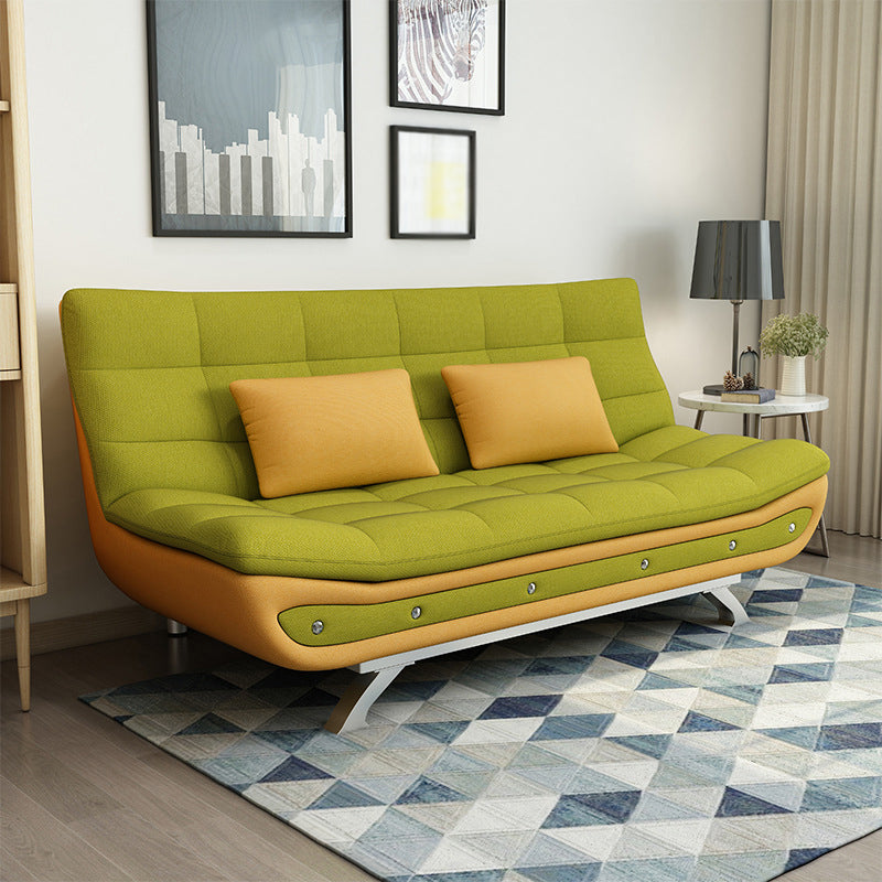 Linen Contemporary Sleeper with 2 Pillows Back for Apartment