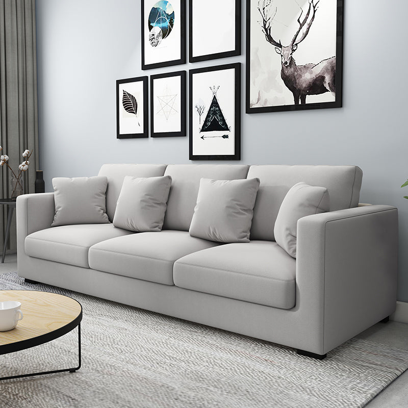 Modern Square Arm Standard Settee Bench with Pillows for 3 People