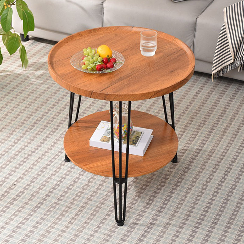 3 Legs Base Design Black Base Plate Countertop Walnut/wood Round Side Table