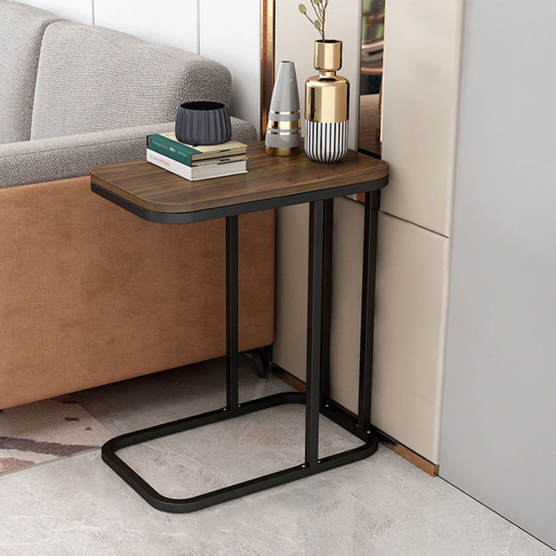 Modern Style Metal Base Manufactured Wood Top Rectangular Side Table