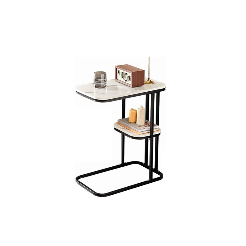Modern Style Metal Base Manufactured Wood Top Rectangular Side Table