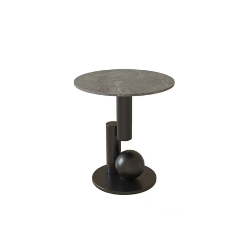 Pedestal Base Design Rock Slab Table Top Black Gold/grey/white Round Side Table
