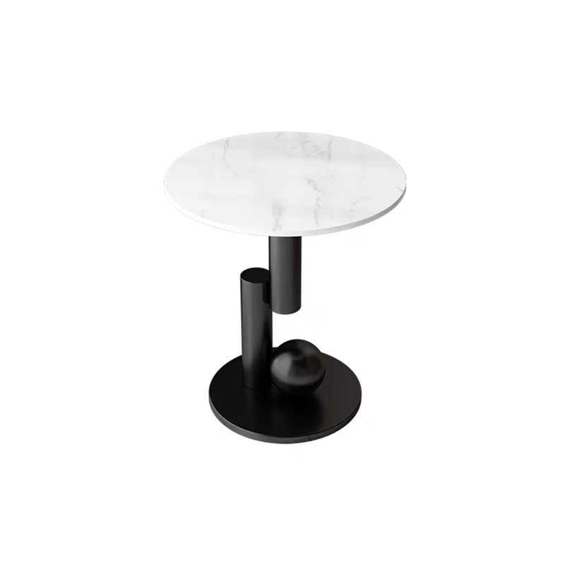 Pedestal Base Design Rock Slab Table Top Black Gold/grey/white Round Side Table