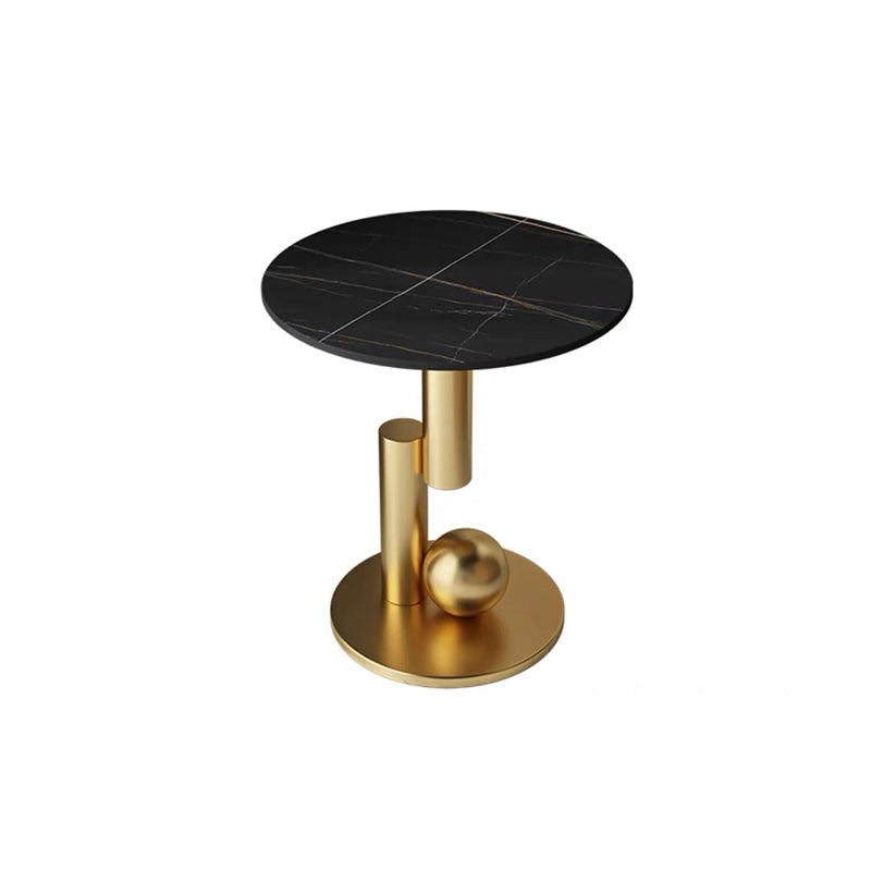 Pedestal Base Design Rock Slab Table Top Black Gold/grey/white Round Side Table