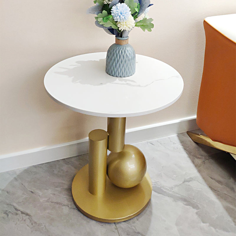 Pedestal Base Design Rock Slab Table Top Black Gold/grey/white Round Side Table
