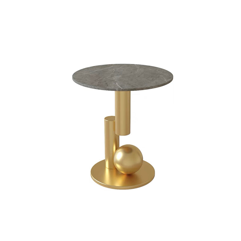 Pedestal Base Design Rock Slab Table Top Black Gold/grey/white Round Side Table
