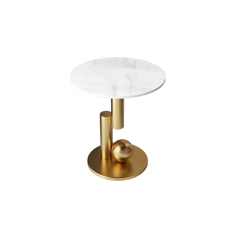 Pedestal Base Design Rock Slab Table Top Black Gold/grey/white Round Side Table