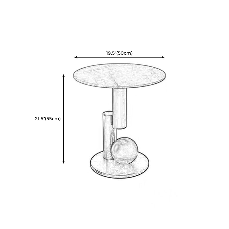 Pedestal Base Design Rock Slab Table Top Black Gold/grey/white Round Side Table