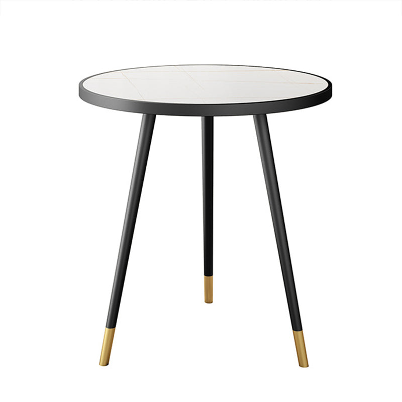 Modern Style Rock Slab Countertop Wood Base Grey/white/black Round Side Table