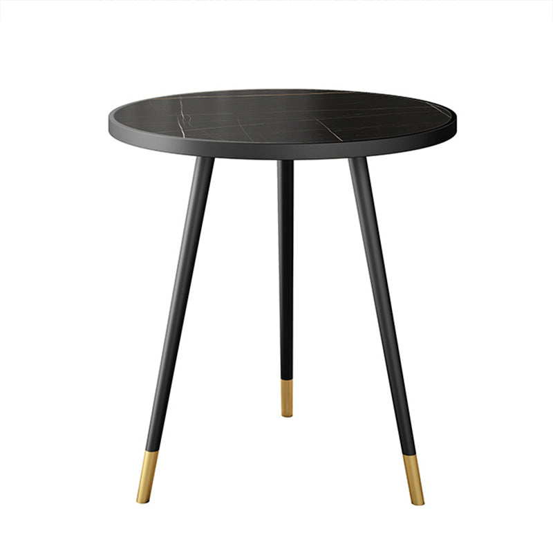 Modern Style Rock Slab Countertop Wood Base Grey/white/black Round Side Table