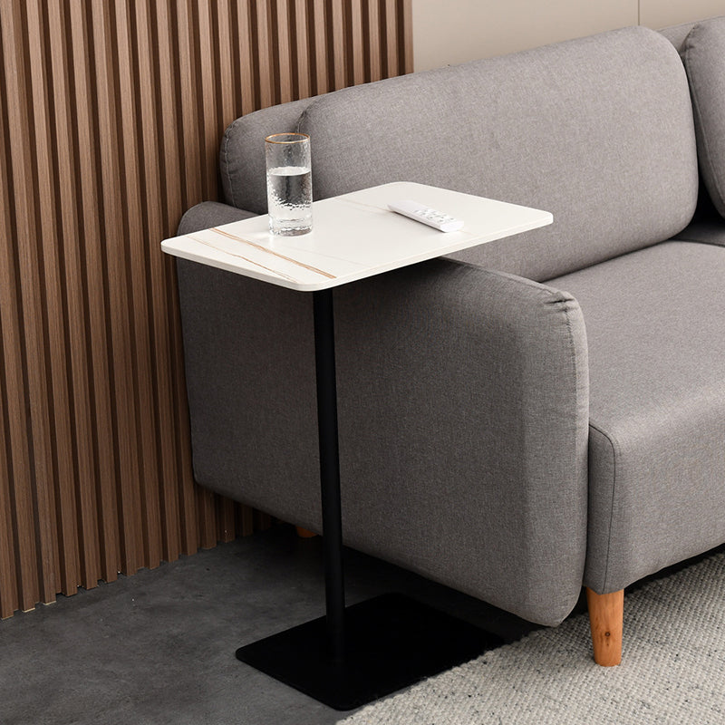 Modern Sintered Stone Top End Table 11" Wide Pedestal End Table