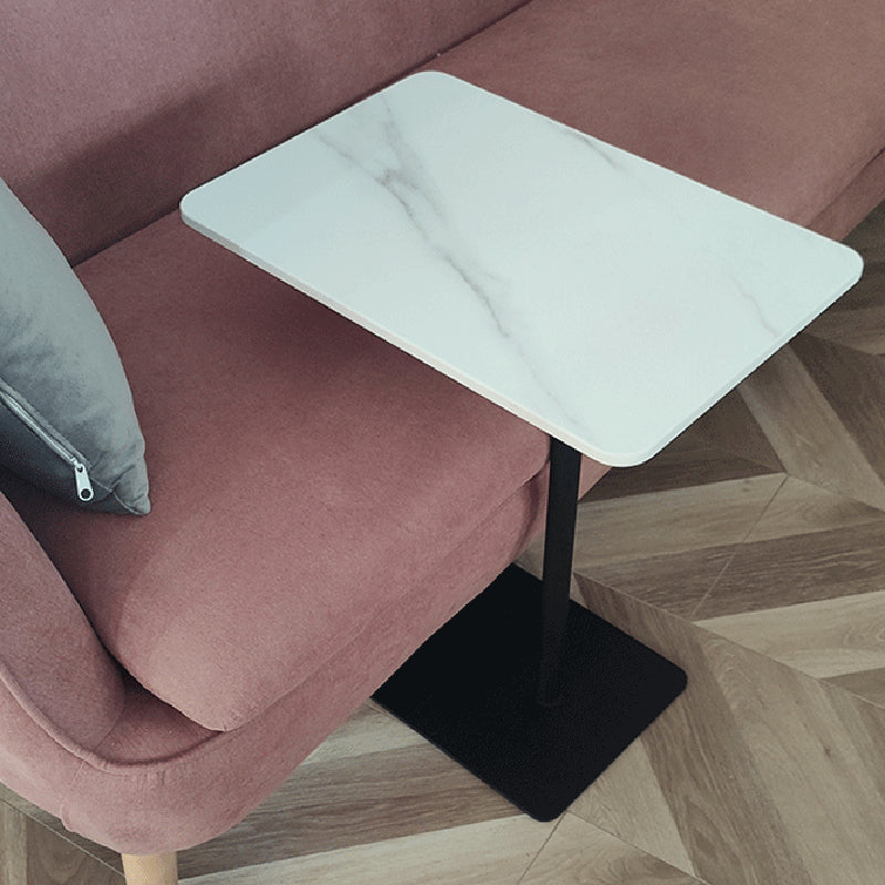 Modern Sintered Stone Top End Table 11" Wide Pedestal End Table