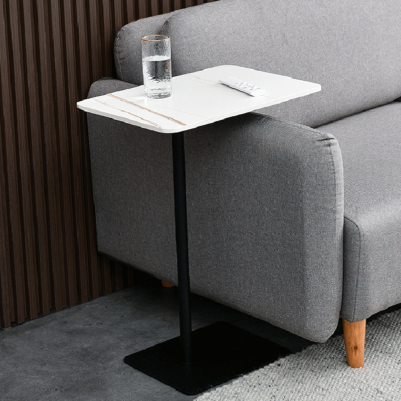 Modern Sintered Stone Top End Table 11" Wide Pedestal End Table