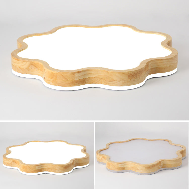 Simple Style Flush Mount 1-Light LED Ceiling Light with Wood for Bedroom