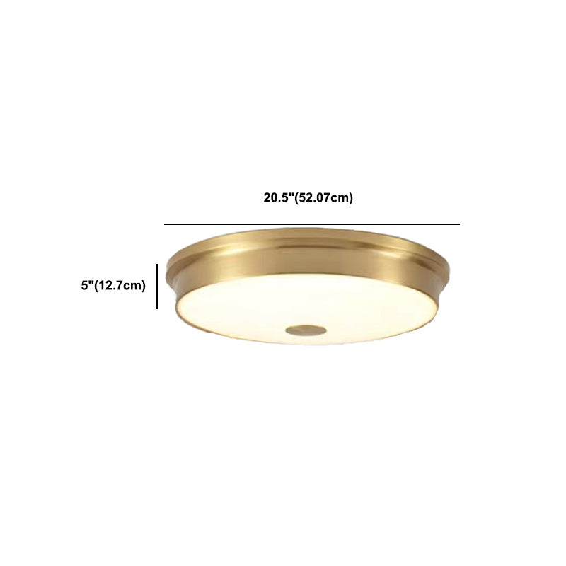 Modern Metal Ceiling Light Circle Shape Flush Mount with Glass Shade for Living Room