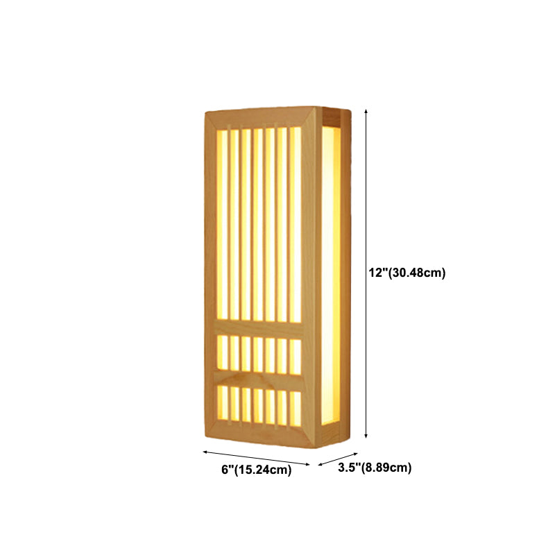 Japanese Style Led Wall Light Wooden Rectangle Shape Wall Lamp for Living Room