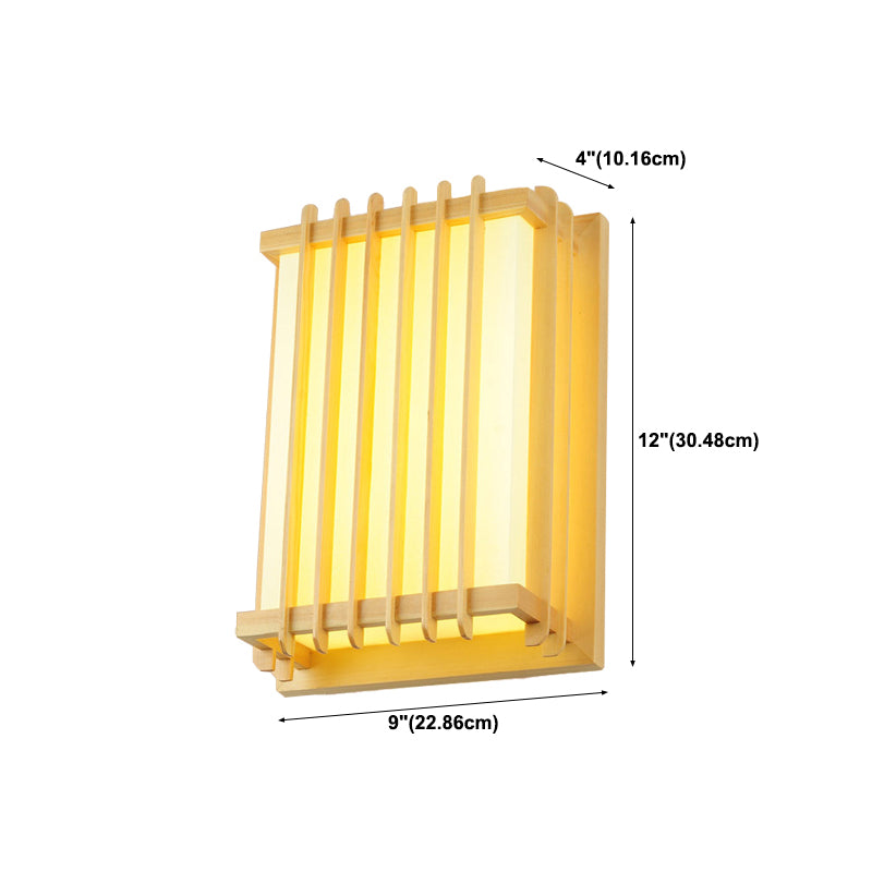 Japanese Style Led Wall Light Wooden Rectangle Shape Wall Lamp for Living Room