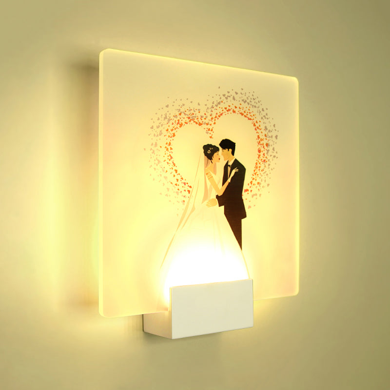 Round Shape Metal Wall Lighting Idea Kids Style 1 Light Wall Light Fixture in White