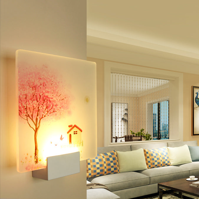 Round Shape Metal Wall Lighting Idea Kids Style 1 Light Wall Light Fixture in White