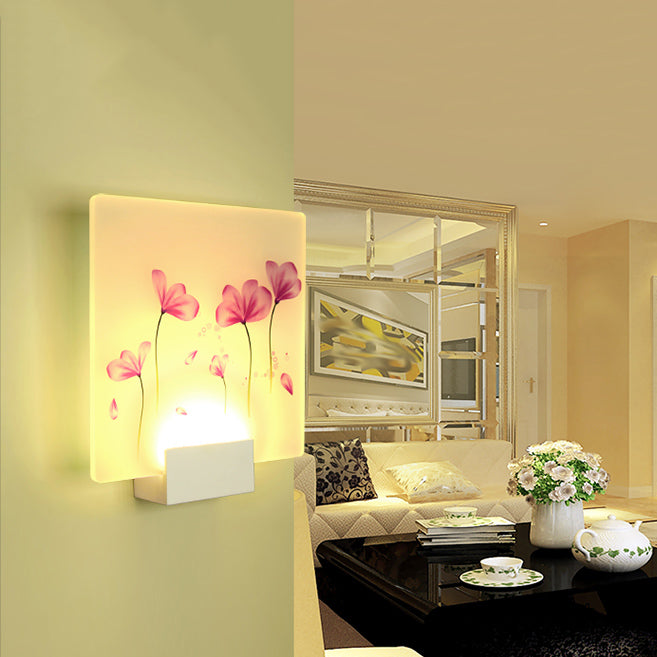 Round Shape Metal Wall Lighting Idea Kids Style 1 Light Wall Light Fixture in White