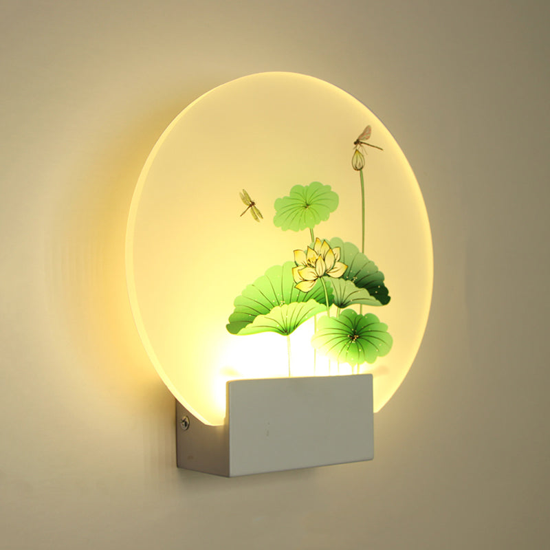 Round Shape Metal Wall Lighting Idea Kids Style 1 Light Wall Light Fixture in White