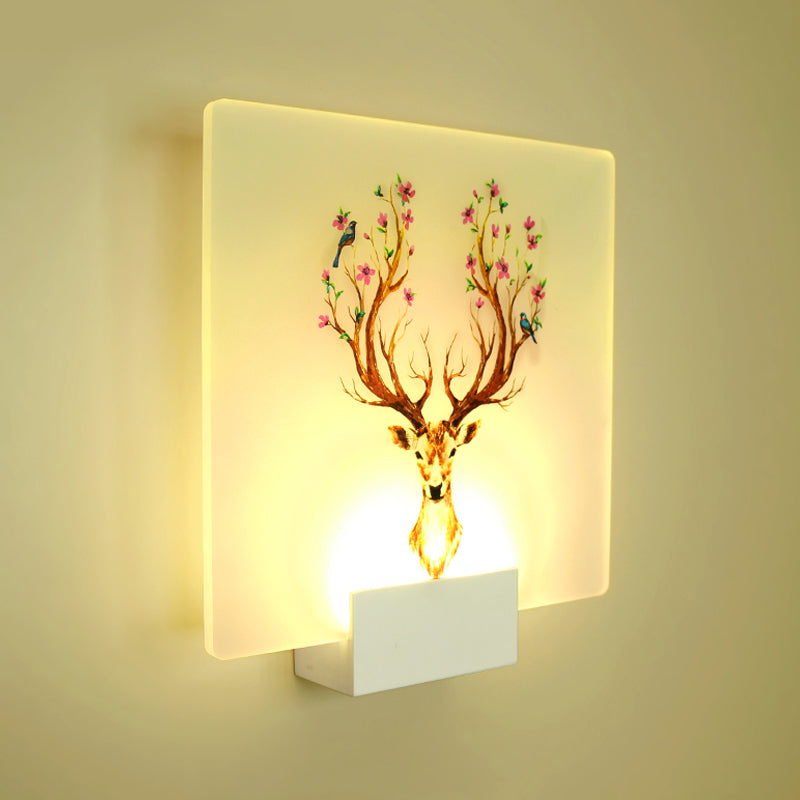 Round Shape Metal Wall Lighting Idea Kids Style 1 Light Wall Light Fixture in White