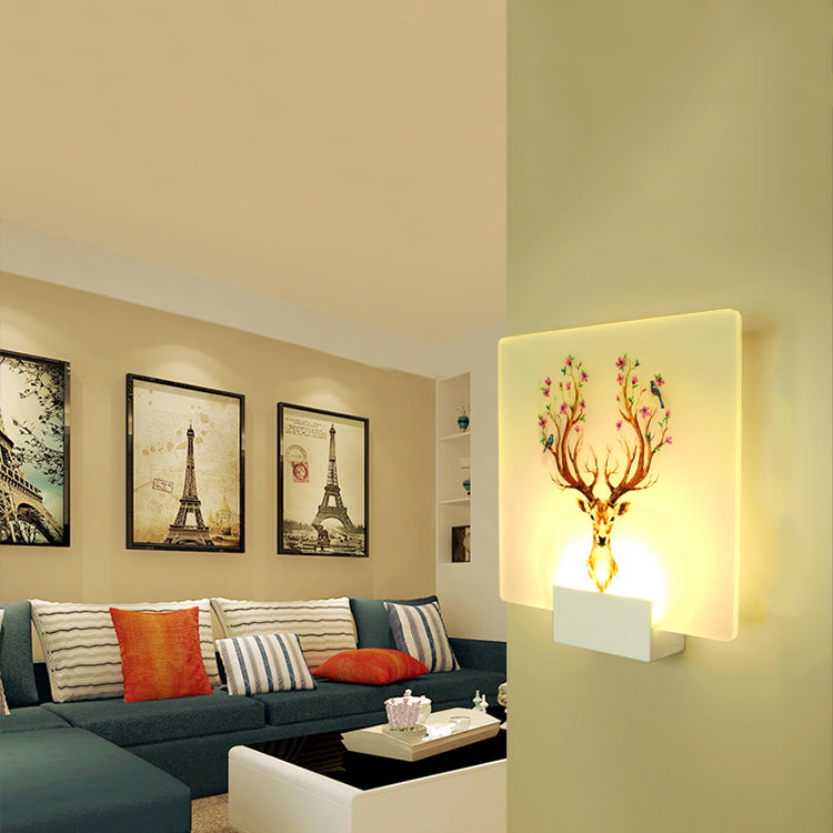 Round Shape Metal Wall Lighting Idea Kids Style 1 Light Wall Light Fixture in White