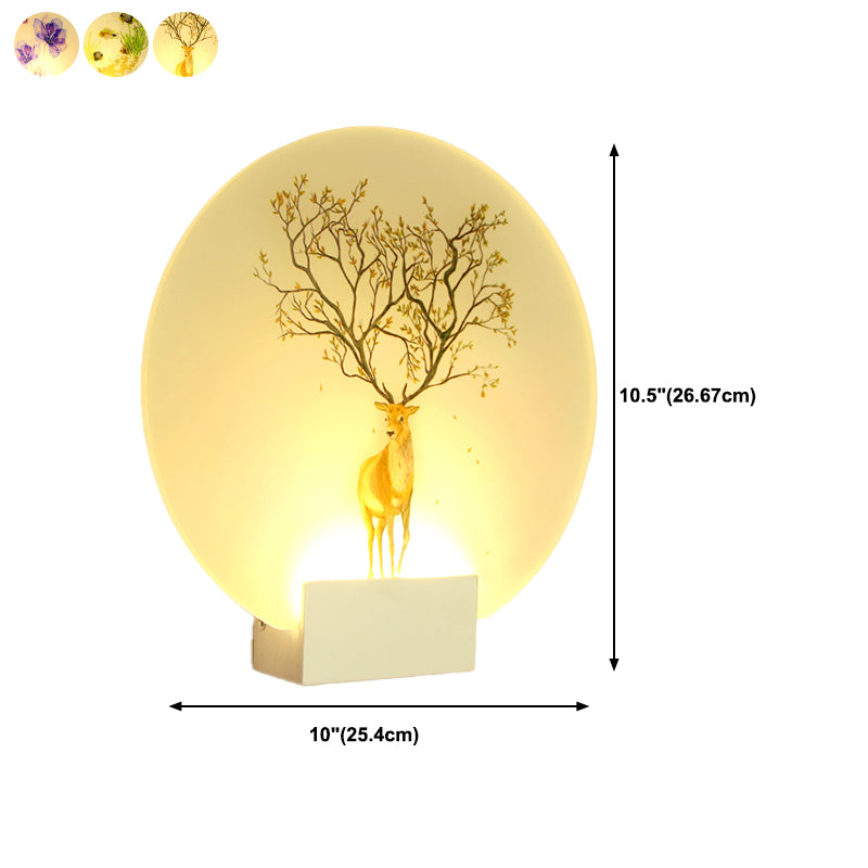 Round Shape Metal Wall Lighting Idea Kids Style 1 Light Wall Light Fixture in White