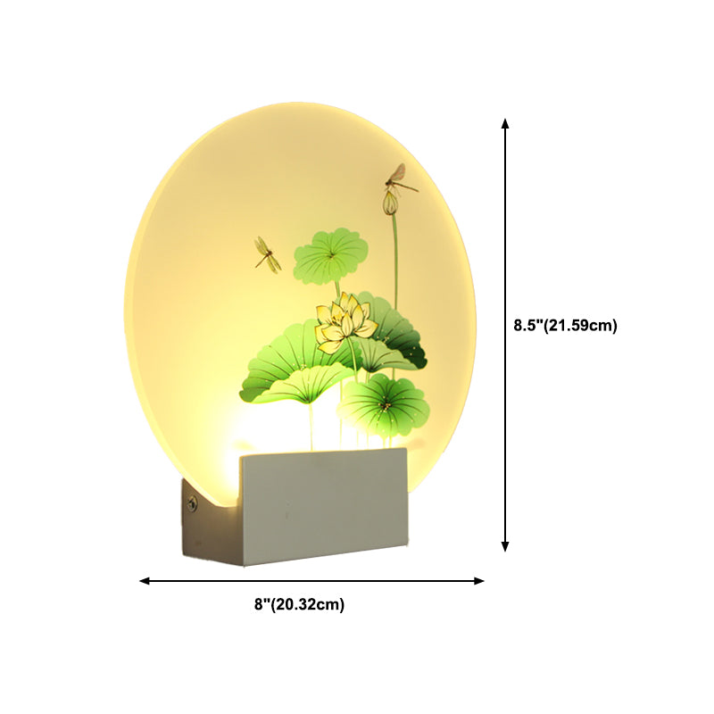 Round Shape Metal Wall Lighting Idea Kids Style 1 Light Wall Light Fixture in White