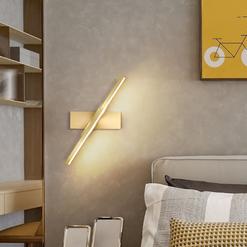 Modern Metal Wall Sconce Linear Shape Wall Light with Silicone Shade in Gold for Bedroom