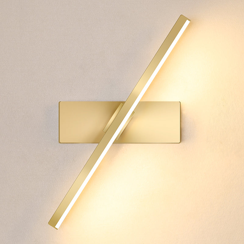 Modern Metal Wall Sconce Linear Shape Wall Light with Silicone Shade in Gold for Bedroom