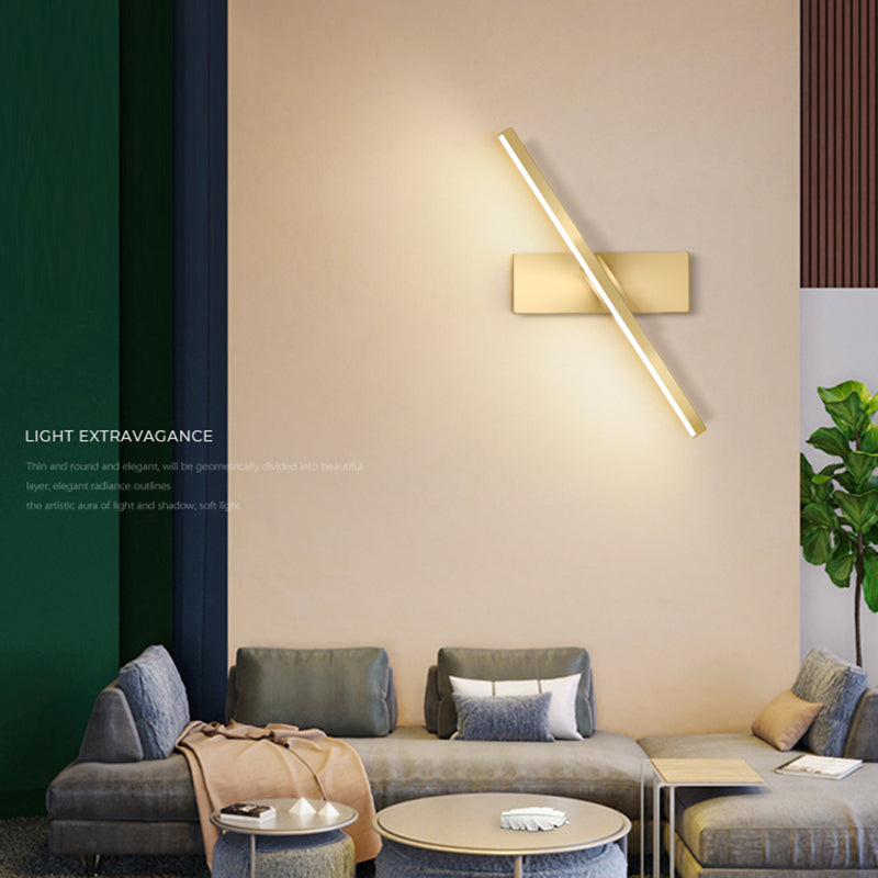 Modern Metal Wall Sconce Linear Shape Wall Light with Silicone Shade in Gold for Bedroom