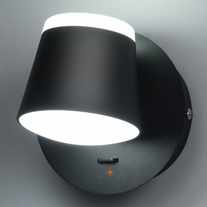 Modern Metal Wall Sconce LED Wall Light with Aluminum Shade in Black and White for Bedroom