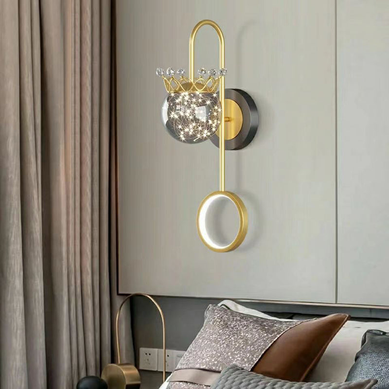 Light Luxury Style Aluminum Wall Light Glass Shade LED Wall Lamp for Bedroom