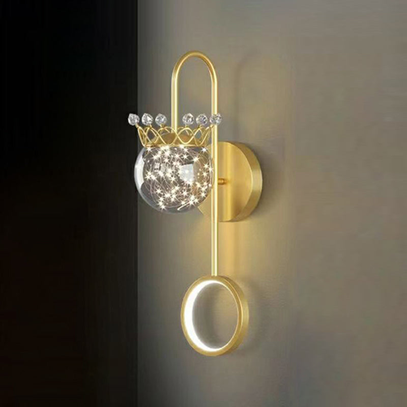 Light Luxury Style Aluminum Wall Light Glass Shade LED Wall Lamp for Bedroom