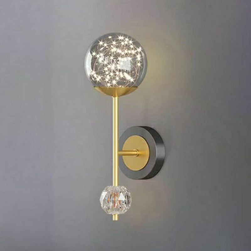 Light Luxury Style Aluminum Wall Light Glass Shade LED Wall Lamp for Bedroom