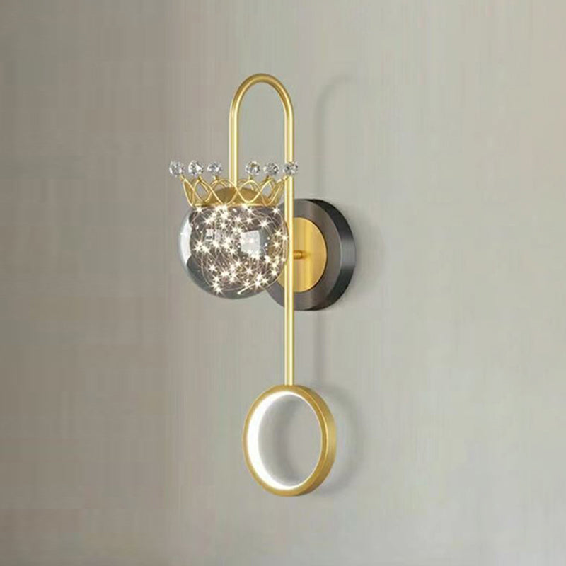 Light Luxury Style Aluminum Wall Light Glass Shade LED Wall Lamp for Bedroom
