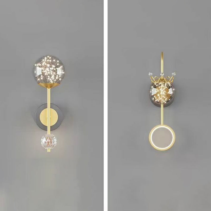 Light Luxury Style Aluminum Wall Light Glass Shade LED Wall Lamp for Bedroom