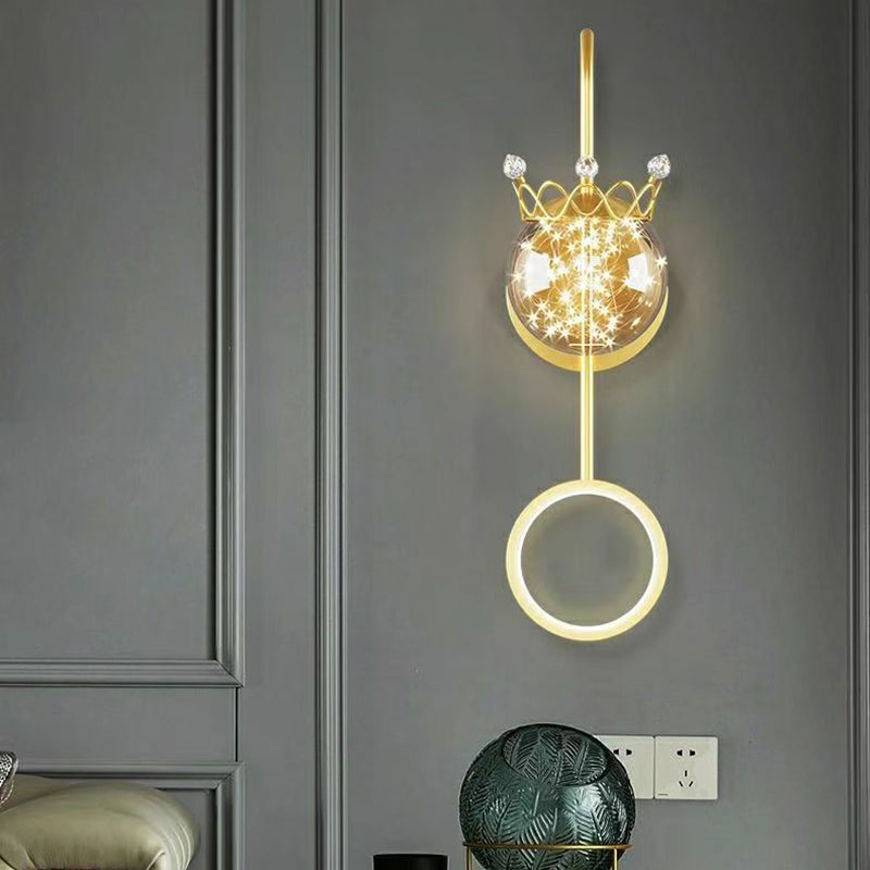 Light Luxury Style Aluminum Wall Light Glass Shade LED Wall Lamp for Bedroom