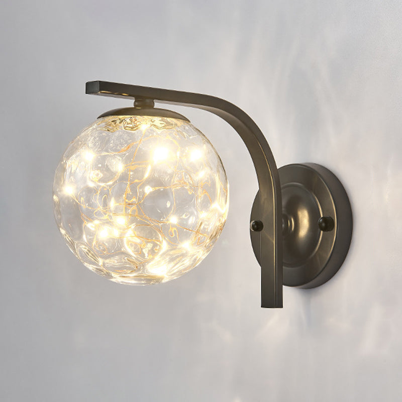 Modern Style Spherical Shape Wall Sconce Glass 1 Light Sconces for  Dining Room
