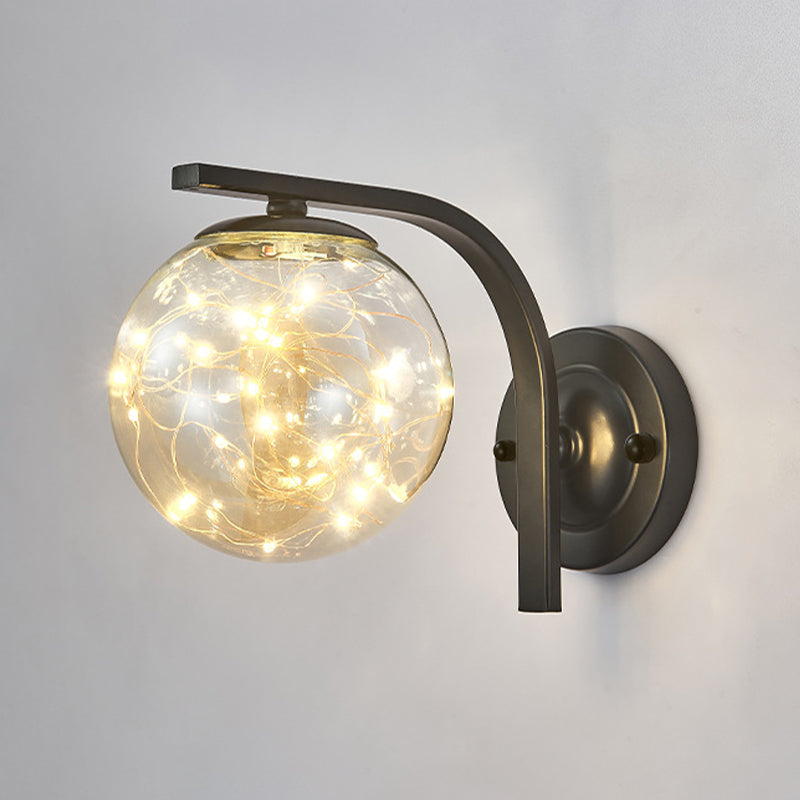 Modern Style Spherical Shape Wall Sconce Glass 1 Light Sconces for  Dining Room