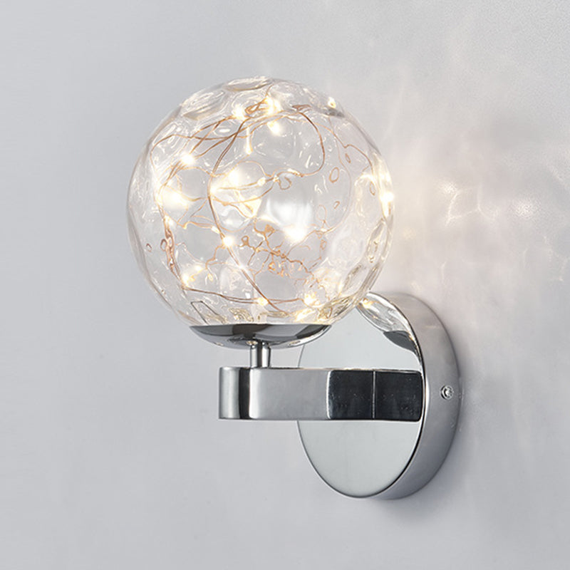 Modern Style Spherical Shape Wall Sconce Glass 1 Light Sconces for  Dining Room