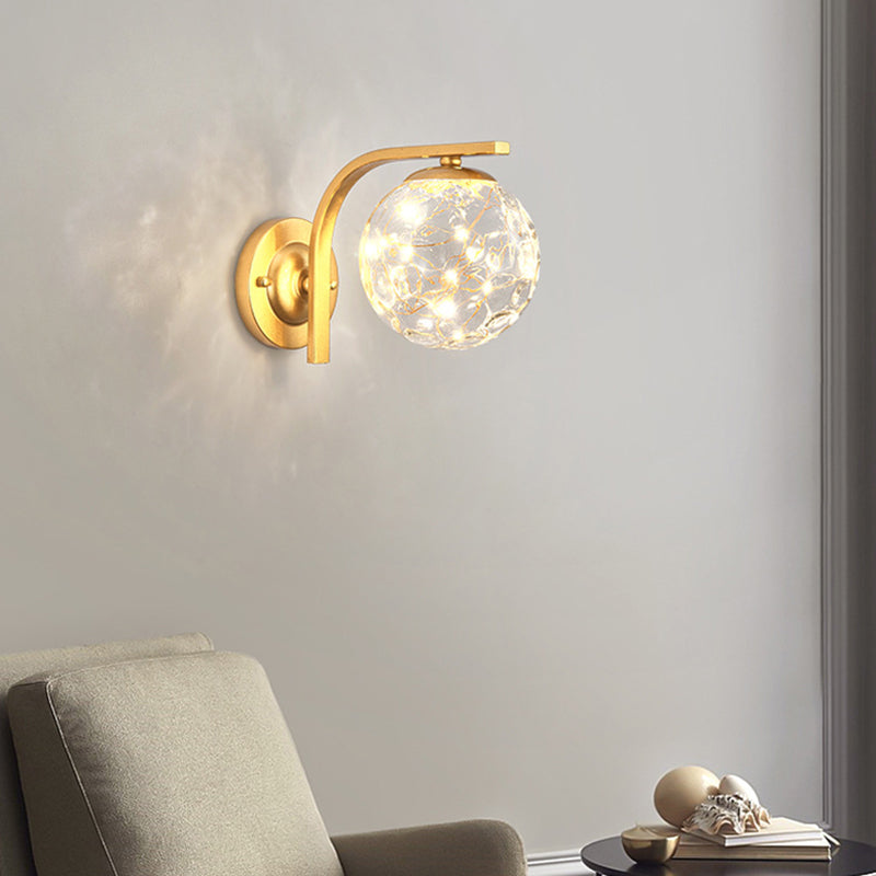 Modern Style Spherical Shape Wall Sconce Glass 1 Light Sconces for  Dining Room