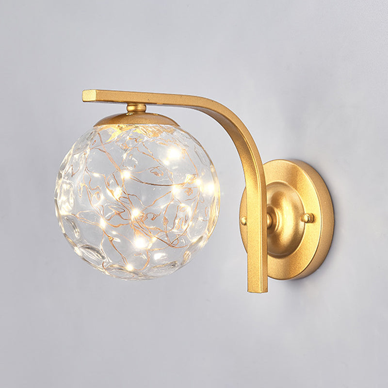 Modern Style Spherical Shape Wall Sconce Glass 1 Light Sconces for  Dining Room