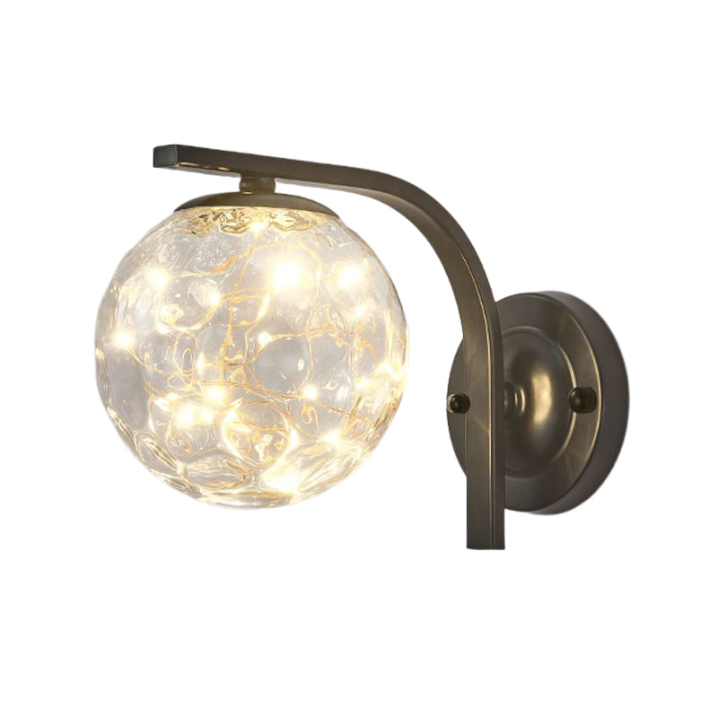 Modern Style Spherical Shape Wall Sconce Glass 1 Light Sconces for  Dining Room