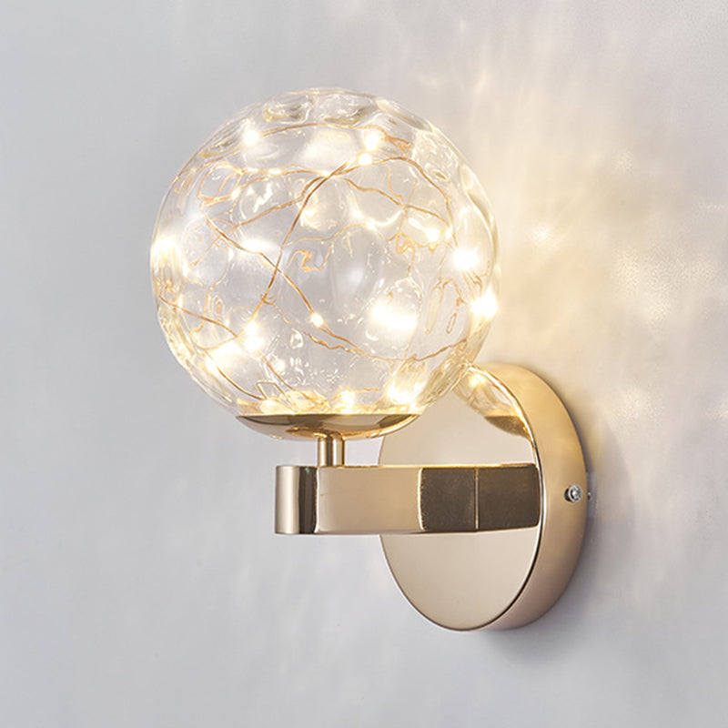 Modern Style Spherical Shape Wall Sconce Glass 1 Light Sconces for  Dining Room